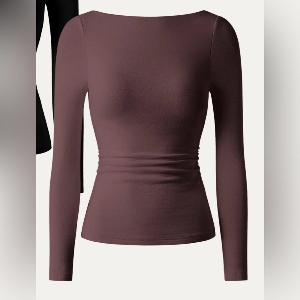 OGL open back boatneck brami top. Maroon